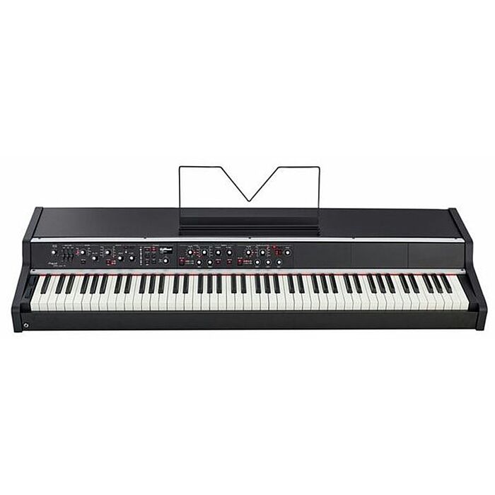 O Artista está equipado com 88 teclas de ação de martelo, sensível à velocidade com teclado de sensor triplo e vem com 5 slots para serem preenchidos com nossos módulos. A versão básica vem com os módulos Electric piano e Sound collection.-Piano Digital |