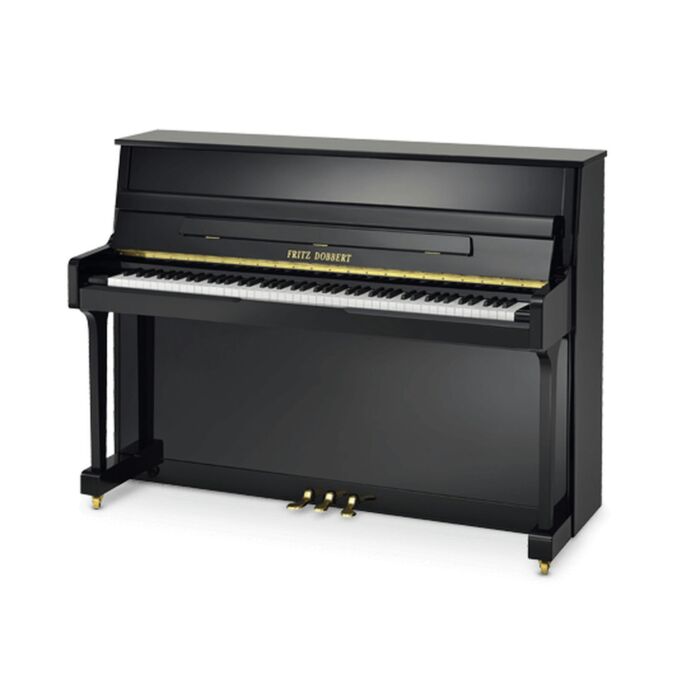 Piano vertical fritz dobbert fd110 Fritz Dobbert FD110 PT - Piano vertical de 88 teclas, 3 pedais, 110 cm de altura e 57 cm de profundidade, estrutura de madeira de 4 colunas de pinho maciço, tábua harmônica de pinho maciço com 1,11 m2, 9 costelas ou bara