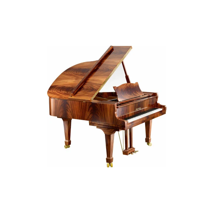 Envolva-se em uma atmosfera de puro requinte e sonoridade sublime com o piano Sapele Mahogany da prestigiada coleção Étoile da Kayserburg.-Sapele Mahogany Kayserburg Piano de Cauda | Teclacenter ID-88840