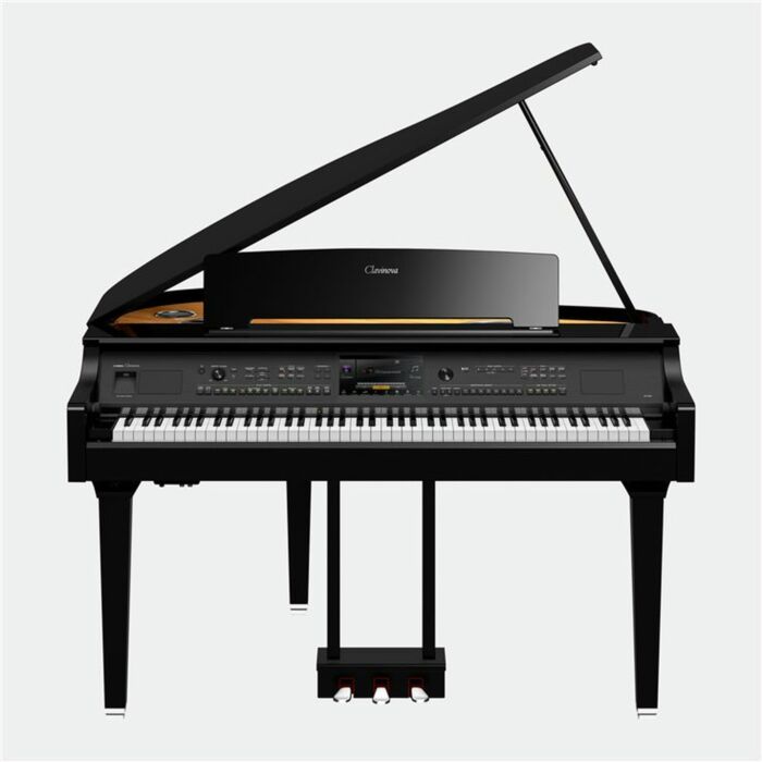 Piano digital ¼ de cauda com 1.605 voices, 58 Drums/SFX kits, 480 XG voices e 525 ritmos. Vem também com sons dos lendários pianos Yamaha CFX e Bösendorfer Imperial. Tela colorida de LCD Touchscreen de 9", Teclas GrandTouch&trade; em madeira (apenas branc
