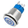 Botão On Off 19mm Prata 220v 3a Com Led Azul 12v Storm 1