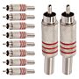 Conector Linha Rca Macho Metal Niquel Vermelho Storm 10 Unidades 1