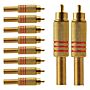 Conector Linha Rca Macho Metal Gold Vermelho Storm  10 Unidades 1