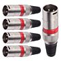 Conector Xlr Macho Linha Vermelho Metalico Storm 05 Unidades 1