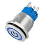 Botão Push-button 19mm Prata 220v 3a C/ Led Azul 12v Storm 1