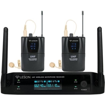 Sistema de Microfone Duplo Sem Fio Leson LS962 Preto