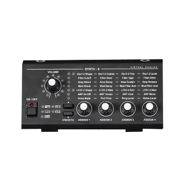 Synth-8 é um sintetizador de dois osciladores e oito vozes com uma reprodução fiel de um clássico filtro analógico multimodo americano com saturação, roll off de 12dB e 24dB e ressonância robusta.-Expansão | Viscount Legend 70s | Synth-8 Module | Teclacen