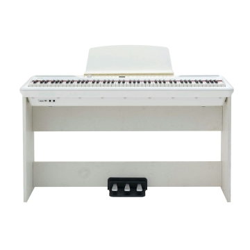 P200 Pearl River Piano Digital Teclas Fatar-Instrumento + suporte W + pedal triplo-Branco