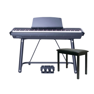 P60 Pearl River Piano Digital Preto com estante U, pedal Triplo e banqueta Bivolt