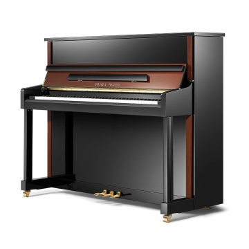 PE121 Pearl River Tradicional Series Piano Acústico Vertical Preto Polido e Mogno Texturizado com Banqueta| Teclacenter