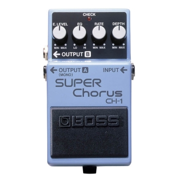 CH-1 Super Chorus Chorus Estéreo Inconfundível O CH-1 Super Chorus destaca-se por timbrar agudos mais limpos. O efeito chorus estéreo varia com a distância entre os alto-falantes, gerando um efeito espacial que é a marca registrada do efeito de chorus da 