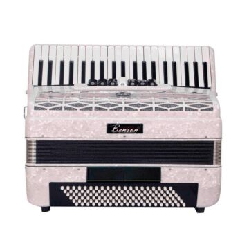 Acordeon Benson 120 baixos BAC120-7PWH branco c/9 registros 1