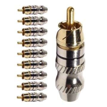 Conector Linha Rca Macho Metal Preto Storm 10 Unidades 1