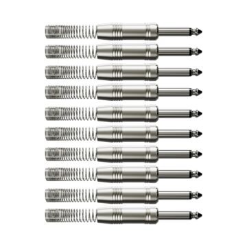 Conector P10 1/4 Ts Metal Nickel Com Mola Wc 244/ts Wireconex 10 Unidades 1