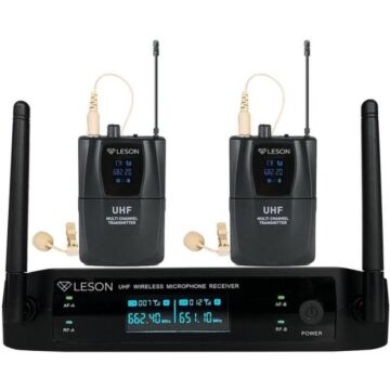 Sistema de Microfone Duplo Sem Fio Leson LS962 Preto