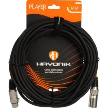 Cabo Para Microfone Hayonik Player XLR(F) x XLR(M) 10m Preto