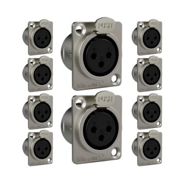 Conector Xlr Femea Wc 1023 Fp Bk Ni 3p Painel Wireconex 10 Unidades 1