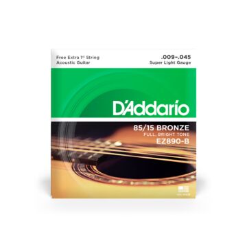 Cordas Para Violão Aço D Addario Bronze 85/15 Ez890-b .009-.045 Com Corda Extra Pl009 1