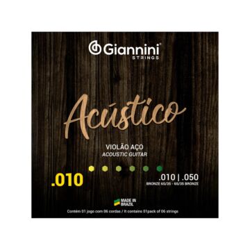 Encordoamento Giannini P/violão Aço Bronze 65/35 0.010" Geswam 1
