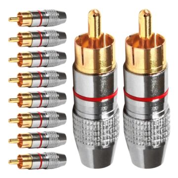 Conector Linha Rca Macho Profissional Vermelho Storm 10 Unidades 1