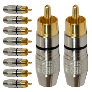 Conector Linha Rca Macho Profissional Preto Storm 10 Unidades 1