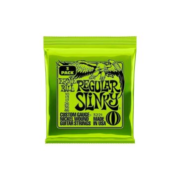 Encordoamento 010"-046" P/guitarra Regular Slink Niquel Ernie Ball Pct C/3 P03221 1