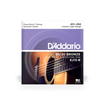 Cordas Para Violão Aço D Addario Bronze 80/20 Ej13-b+pl011 011" 052" Corda Extra Pl010 1