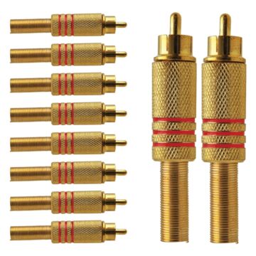 Conector Linha Rca Macho Metal Gold Vermelho Storm  10 Unidades 1