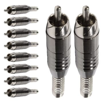 Conector Linha Rca Macho Niquel Preto Com Mola Storm 10 Unidades 1