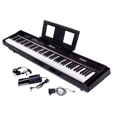 Piano Digital Bulara PB200 88 Teclas Hammer Action - Preto-Instrumento + Fone AKG