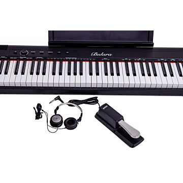 Piano Digital Bulara PB100 88 Teclas Semi-pesadas - Preto-Instrumento + Fone AKG
