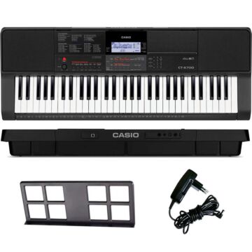 Casio ct-x700 teclado arranjador Casio CT-X700 - Teclado arranjador eletrônico com 61 teclas sensíveis ao toque com 3 níveis de sensibilidade, polifonia máxima de 48 notas, geração de som AiX Sound Source, 600 timbres, 195 ritmos, 160 músicas, metrônomo, 