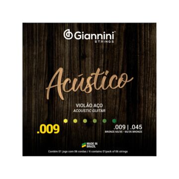Encordoamento Giannini P/violão Aço Bronze 65/35 0.009" Geswal 1