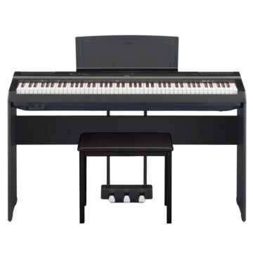 Yamaha P-125 Piano Digital - Preto-Instrumento + suporte + pedal triplo + banqueta saty