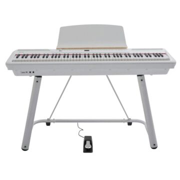 P200 Pearl River Piano Digital Teclas Fatar-Instrumento + suporte U-Branco