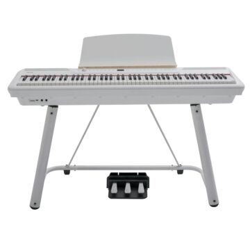 P200 Pearl River Piano Digital Teclas Fatar-Instrumento + suporte U + pedal triplo-Branco