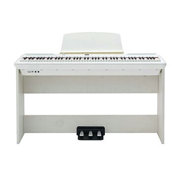 P200 Pearl River Piano Digital Teclas Fatar-Instrumento + suporte W + pedal triplo-Branco