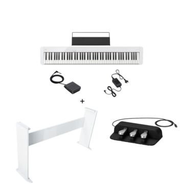Piano Digital Casio Privia PX-S1100-Instrumento + suporte Opus + Pedal Triplo-Branco