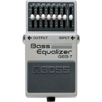 GEB-7 Bass Equalizer Equalizador de 7 Bandas para Contrabaixo A faixa de freqüências utilizadas no GEB-7 se estende de 50 Hz à 10 kHz, isso possibilita trabalhar com todo tipo de contra-baixos, até mesmo os de seis cordas. O ajuste preciso do timbre está 